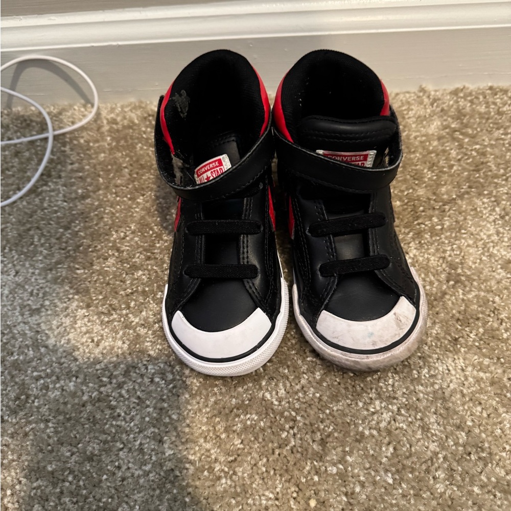 Converse Kids Black and Red Velcro Sneakers